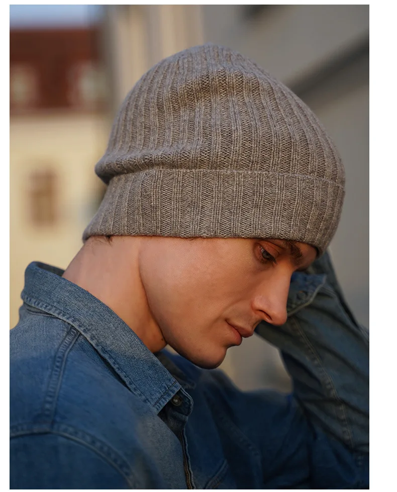 Naizaiga 100 cashmere solid women cashmere warm black white winter hat Men striped warm caps , SN535