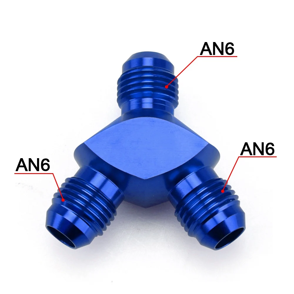 AN6 AN8 AN10 Алюминиевый Y Блок адаптер фитинги адаптер Черный Y Тип нефтяной трубы соединение - Цвет: AN6 BLUE
