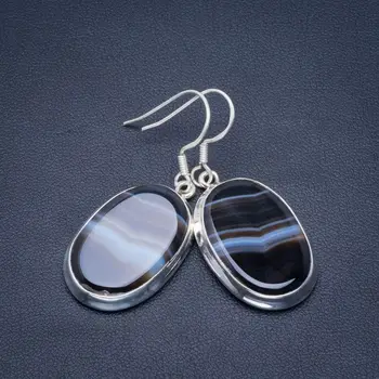 

Natural Botswana Agate Handmade Unique 925 Sterling Silver Earrings 1.75" B2651