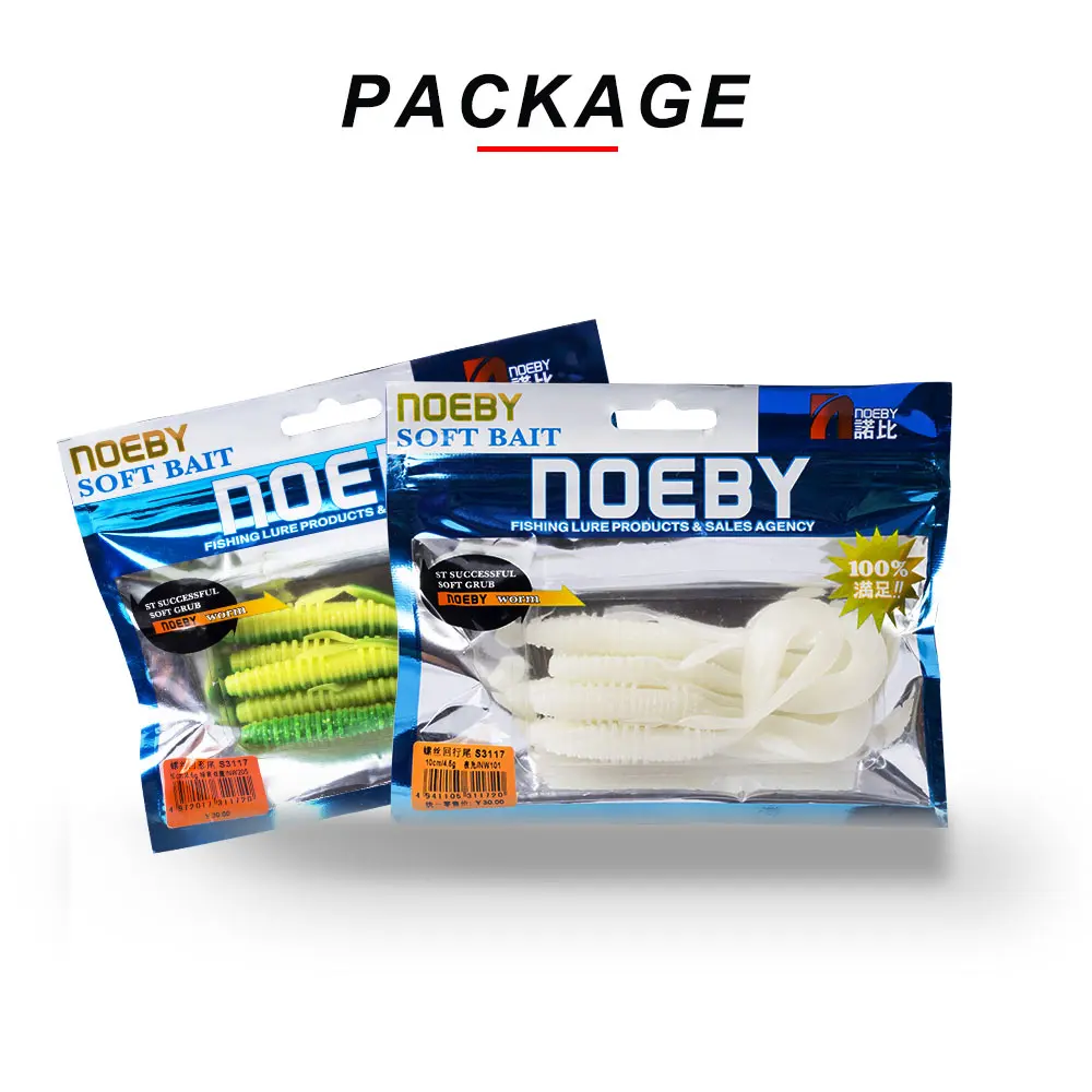 NOEBY, Мягкая приманка S3117, 6 шт., 4 шт., u-образный хвост, 6 см, 8 см, 10 см, 14 см, силиконовая наживка для рыбалки на открытом воздухе, leurre souple Pesca, аксессуары