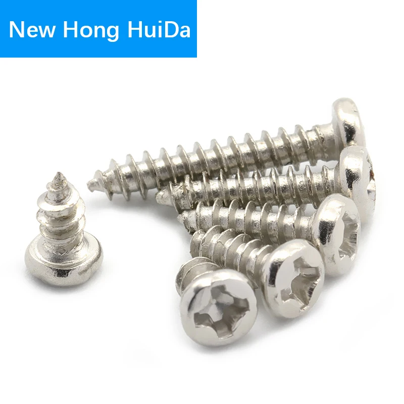 

M2 M2.3 M2.6 M3 M4 Steel Nickel Plated Phillips Cross Recessed Pan Head Self Tapping Screw Metric Thread Round Head Bolt