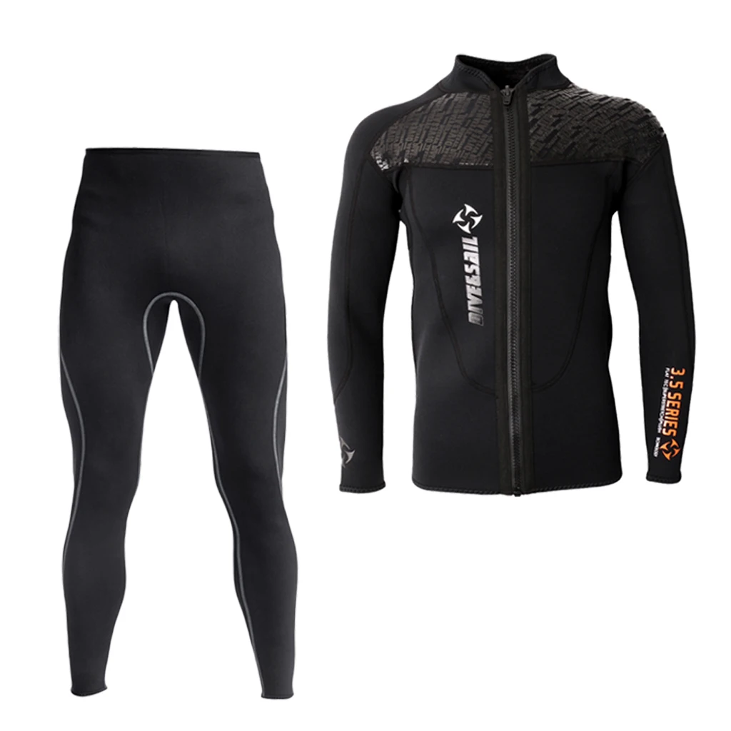 Men 3mm Neoprene Wetsuit Jacket Long Sleeve Wetsuit for Diving Canoeing L Men Diving Pants Jacket Set