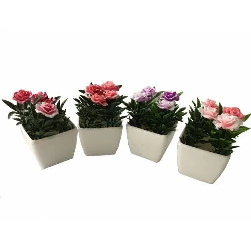 

4 Pieces Miniature Artificial Flower 4 Different Small Potted Home Ornament Flower Baskets Free Fast Shipping