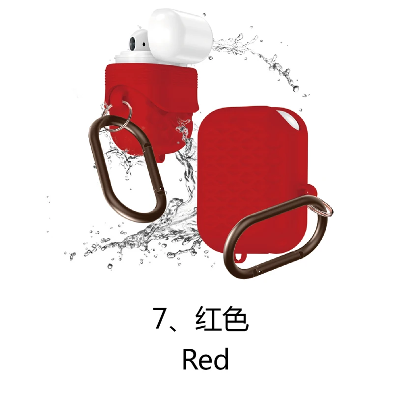 7.Red Силиконовый наушник чехол для Apple Airpods противоударный чехол для AirPods зарядный ящики для AirPods водонепроницаемый защитный чехол - Цвет: 7.Red