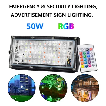

Waterproof LED Floodlight 50W IP66 Outdoor Reflector Light Garden Lamp Spotlight Street Lighting With Remote Control