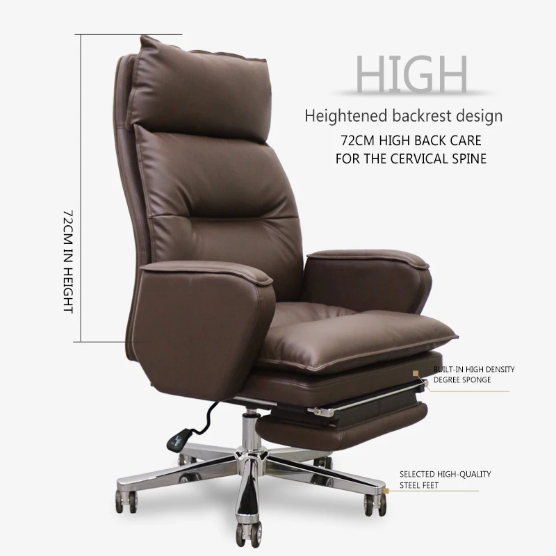 

Rirong office furniture boss chair reclining leather doll cotton high back office chair executive chair with pedal swivel chair