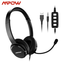 Mpow HC2 проводные наушники с микрофоном для колл-центра Skype 3,5 мм разъем/USB Moise Снижение гарнитура для ПК ноутбука планшета MP4