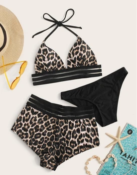 

2020 New High Waist Bikini Set Push Up Leopard Printed Swimwear Women Sexy Swimsuit Female Print Buquini Plus Size Swimming Suit