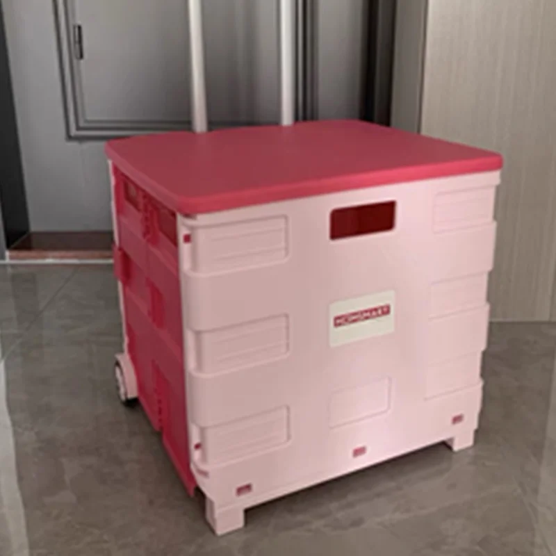 ALWAYSME 2 Wheels Plastic Shopping Cart Box For Shopping ,Camping