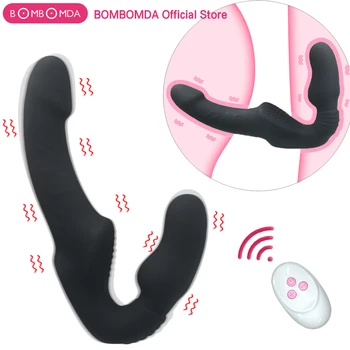 Realistic Dildo Vibrator Massager Strapless Strap on Lesbian Double Head G-Spot Stimulate Clitoris Sex Toy for Couple 10 Speeds 2