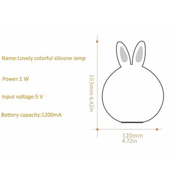

Led Rabbit Shape Night Light For Children Baby Kids Bedside Lamp Multicolor Silicone Touch Sensor Tap Control Nightlight