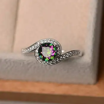 

Retro Super Flash Delicate Inlaid Colorful S925 Sterling Silver Twisted Arm Noble European and American Temperament Female Ring