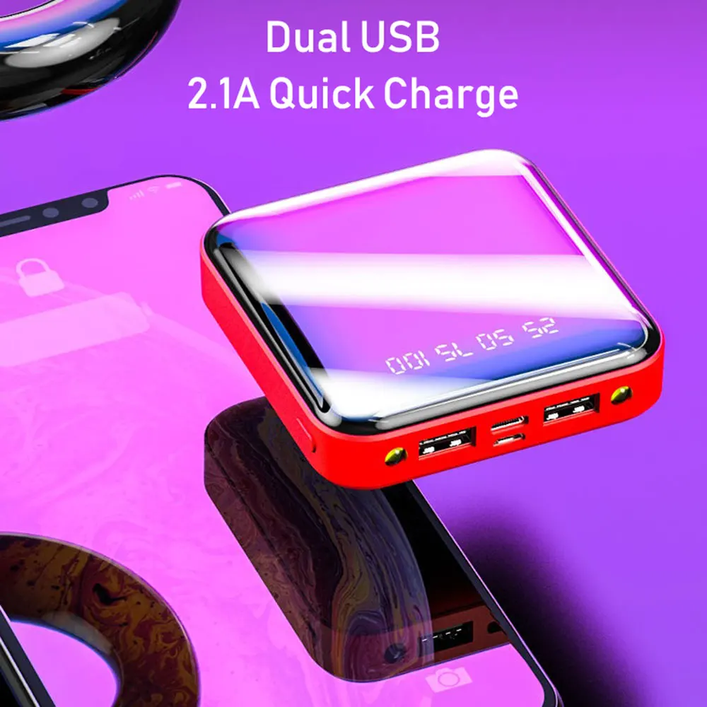 Mi ni Power Bank 20000mAh Für iPhone 11 Xiao mi mi Power Ladegerät Dual Usb Ports Externe Batterie