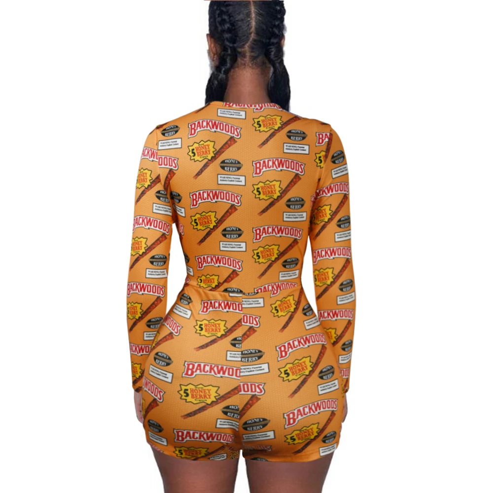 2020 summer short pants Rompers Sexy Bodycon long sleeve print jumpsuit for women DZ002