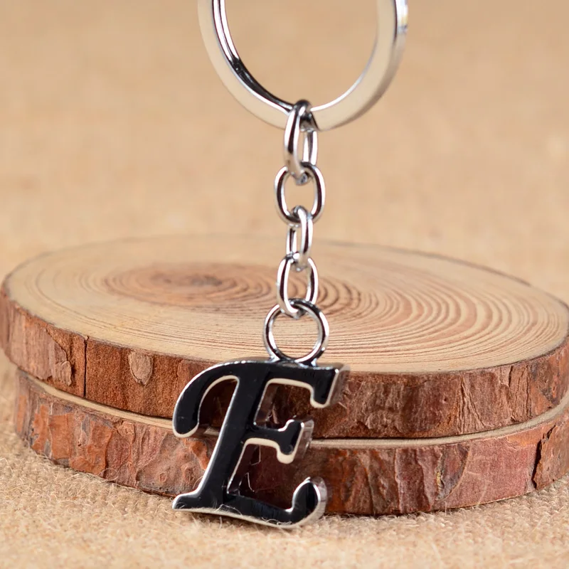 Дизайн DIY A-Z буквы брелок для мужчин серебряный металлический брелок женский автомобильный брелок с буквенным именем брелок для ключей подарок ювелирные изделия - Цвет: E