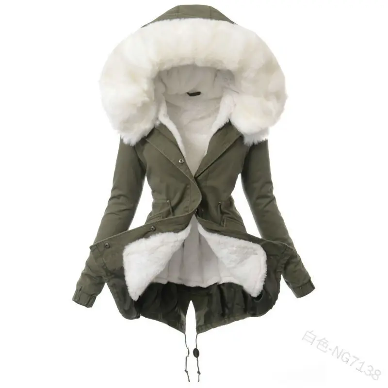 Новинка, женские парки, Женское зимнее пальто, утепленная хлопковая зимняя куртка, женская черная верхняя одежда из искусственного меха, парки для женщин, зимняя - Цвет: Белый