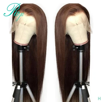 

13X6 150% Brown Color Straight Lace Front Human Hair Wigs For Black Women Preplucked With Baby Hair Closure Wig Brazilian Remy