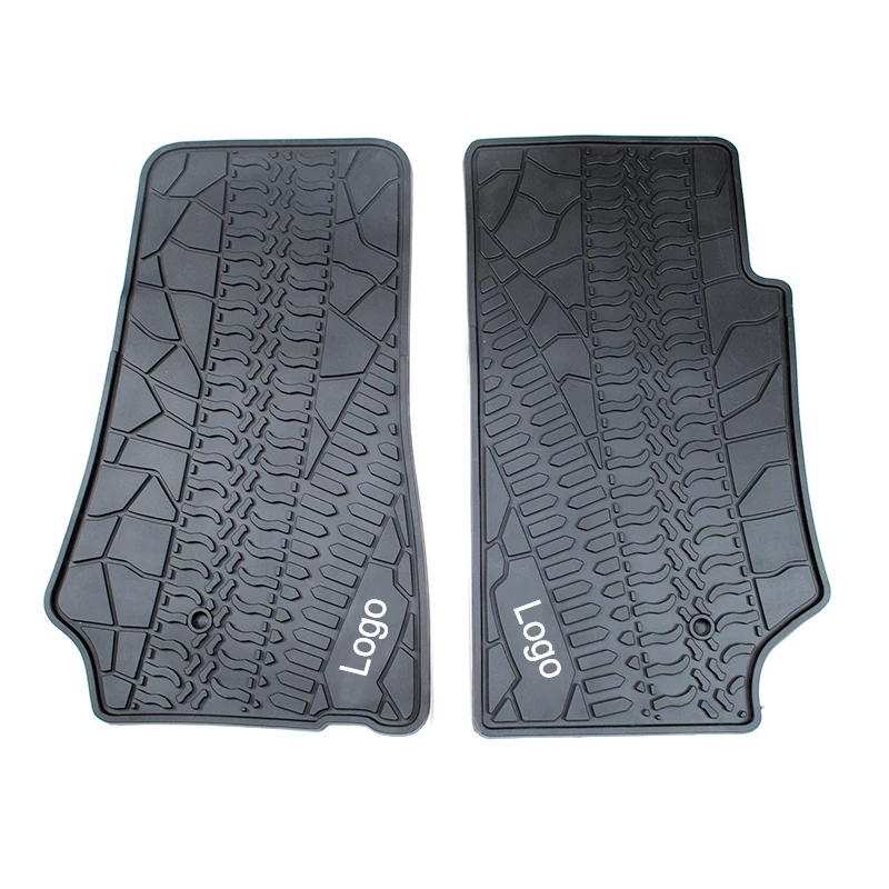 SHINEKA коврик для Jeep Wrangler JK 2007- 2/4 двери резиновый пол ножной Набор ковриков аксессуары для Jeep Wrangler JK - Название цвета: black logo-2 Doors