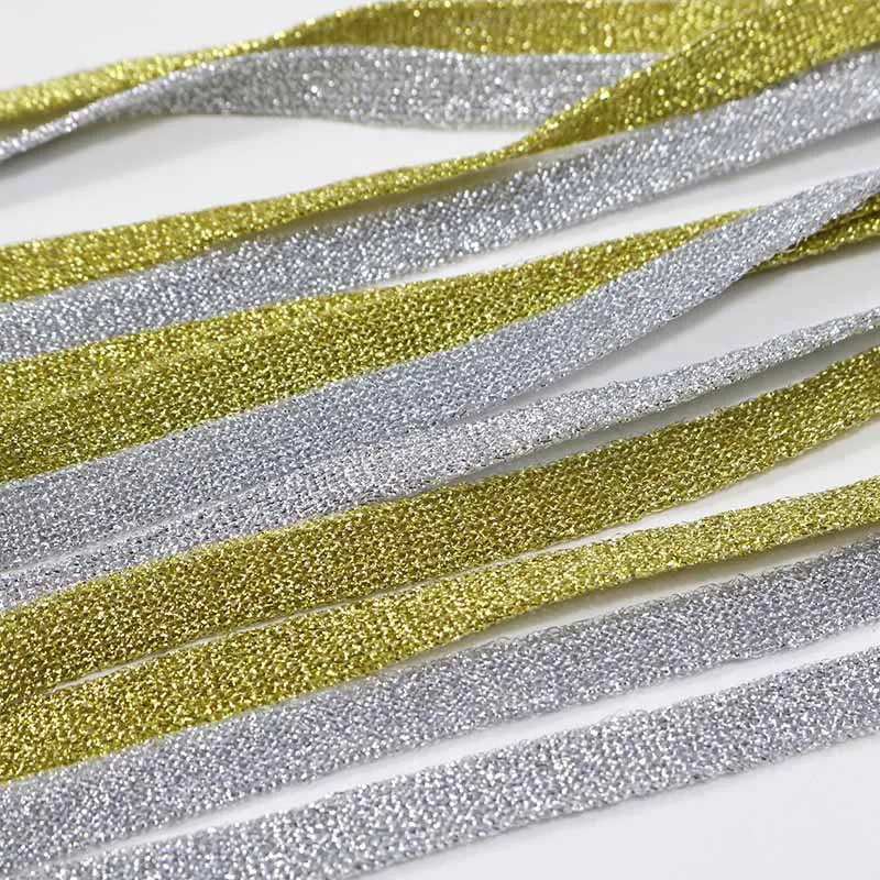 30 метров полиэстер вязание Золото Серебро тесьма спортивные штаны ткань сторона