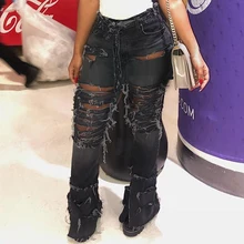 LOOZYKIT,, рваные джинсы для женщин, индивидуальная, средняя талия, выдалбливают, джинсовые штаны для девушек, бодикон, Клубные, узкие брюки, Mujer