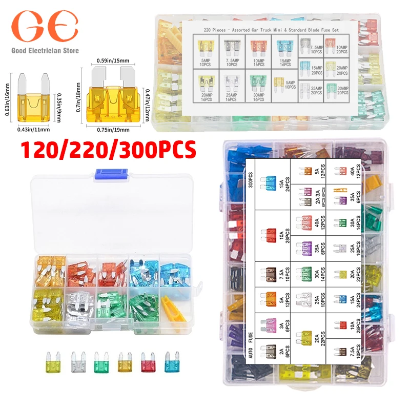 300Pcs Truck Blade Car Fuse Kit The Fuse Insurance Insert The Insurance Of Xenon Lamp Piece Lights Fuse Auto Accessories