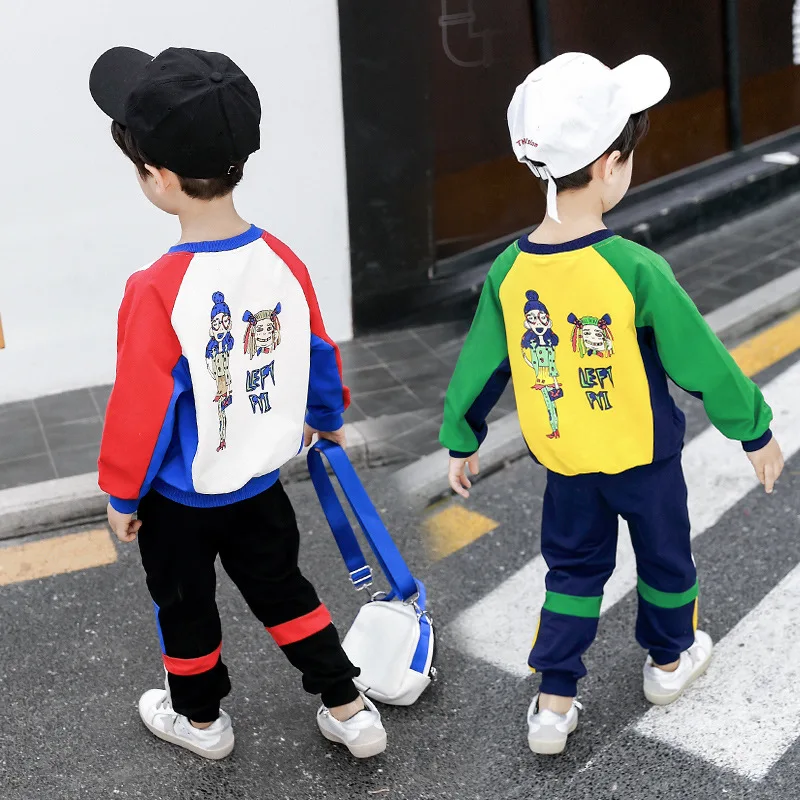 

BOY'S Suit 2019 Spring And Autumn New Style Korean-style Children pin xiu Printed Two-Piece Set Small CHILDREN'S Casual Fashion