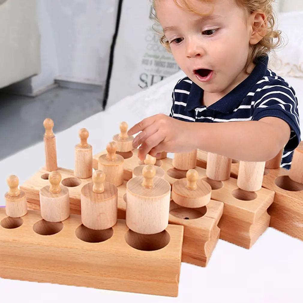  Baby Wooden Materials Montessori Block Toys Educational Games Cylinder Socket Blocks Toy Parent Chi