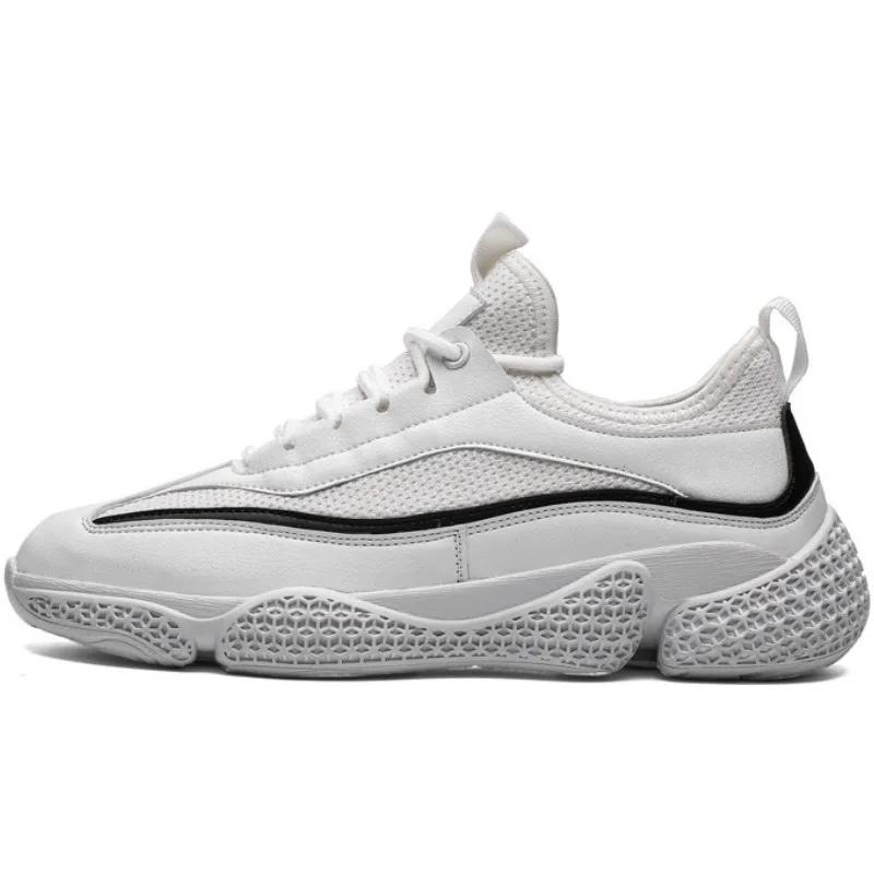 

2019 New Trendy Sneakers Men Lycra Upper Breathable Chunky Shoes Anti-Slip Vulcanized Shoes Zapatillas Hombre Black White T1-98