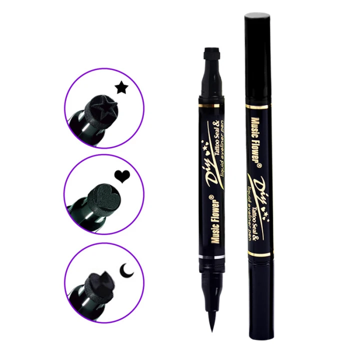 Double Ends Waterproof Black Liquid Eyeliner Tattoo Seal Waterproof Long-lasting JS11