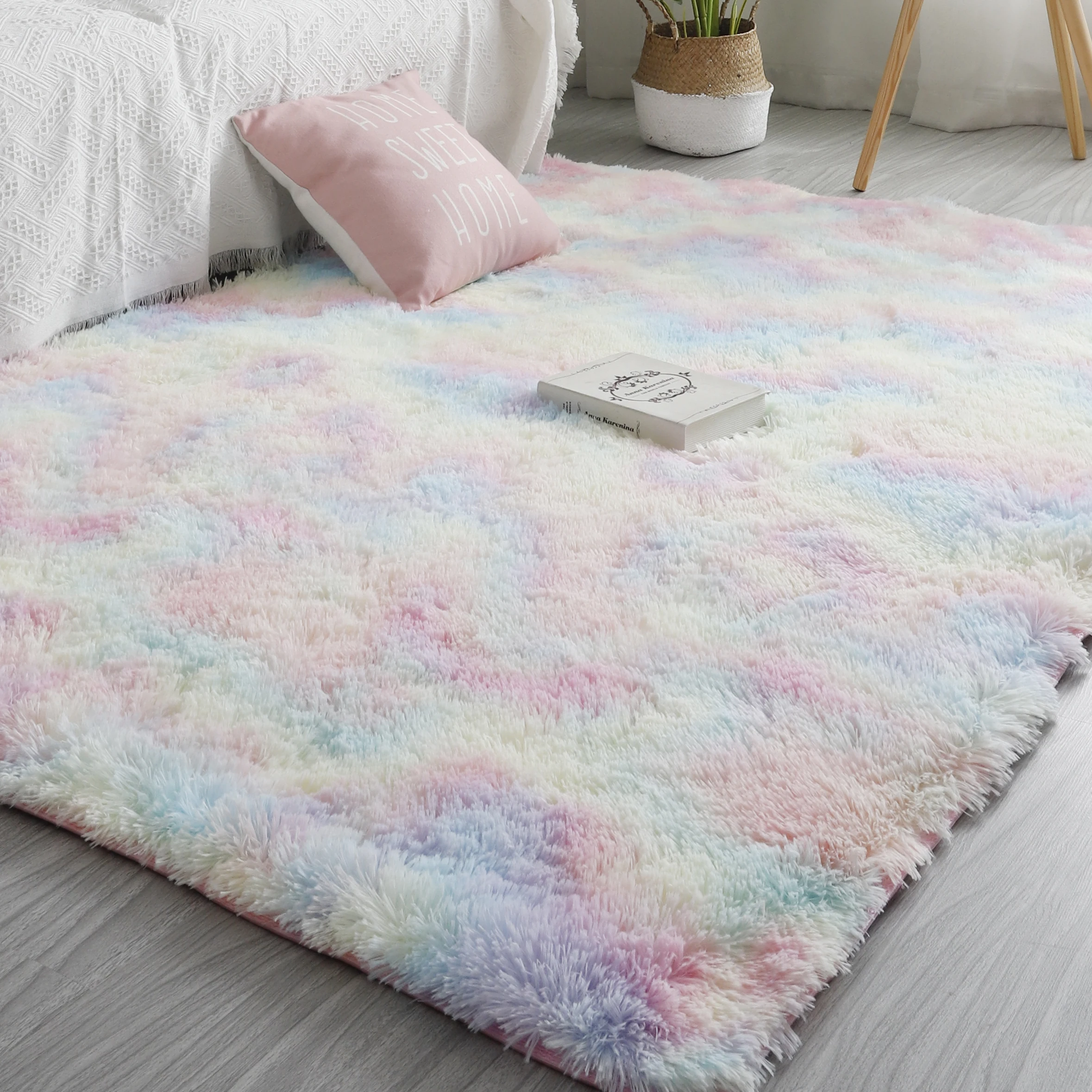 Gray Carpet Rugs Room-Blanket Fluffy-Mats Bed-Room Floor Velvet Anti-Slip Home-Decor