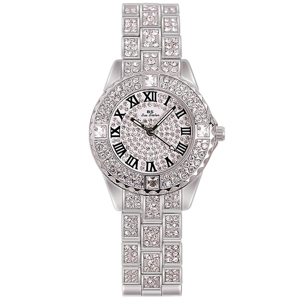 

Bs Fashion Ladies Quartz Watch Luxury Rhinestone Dial Casual Gold Korean Bracelet Wristwatch Reloj Mujer Relogio Feminino 2020