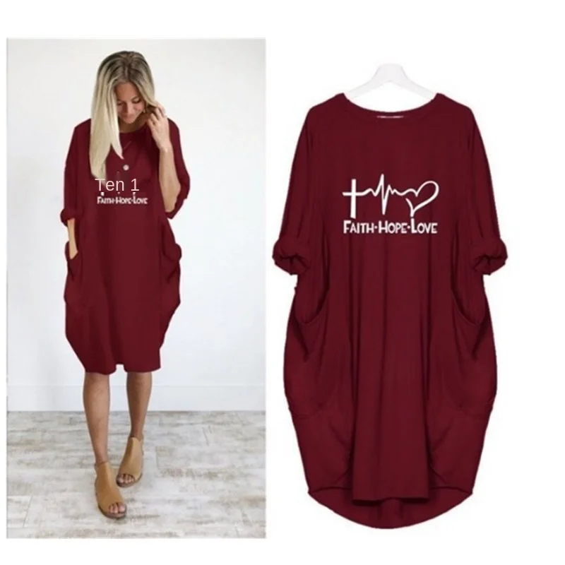 Casual Loose Dresses Women Long Sleeve Autumn Spring Loose Dress Female Plus Size Pockets Print Party Dress Vestidos De Fiesta