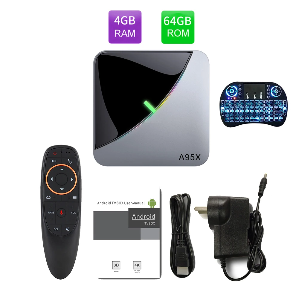 4 64 G10 I8 EstgoSZ A95X F3 Air Smart TV Box Android 9.0 Amlogic S905X3 Quad Core Max 4GB 64GB with RGB Light G31 GPU Dual USB Dual WiFi - Цвет: 4 64 G10 I8