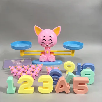 

Math Match Game Board Toys Cat Frog Monkey Dog Pig Match Balance Game Scale Number Kids Early Educational Toy to add subtract