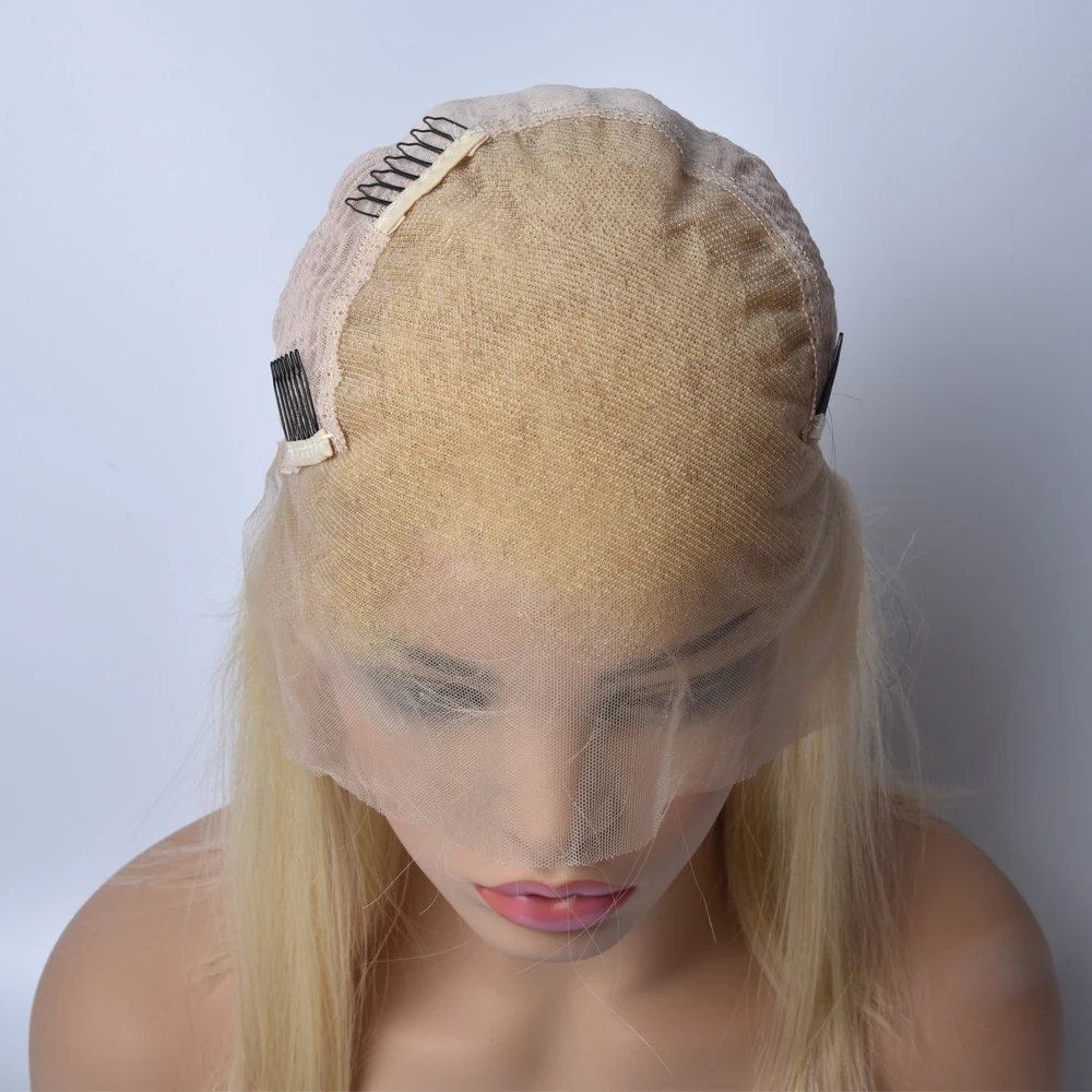 Блондинка Синтетические волосы на кружеве парик 613 кружевной парик их натуральных волос свободный волнистый парик 13x6 глубокий часть синтетические волосы парик из натуральных волос Выбеленные узлы Волосы remy Aimoonsa