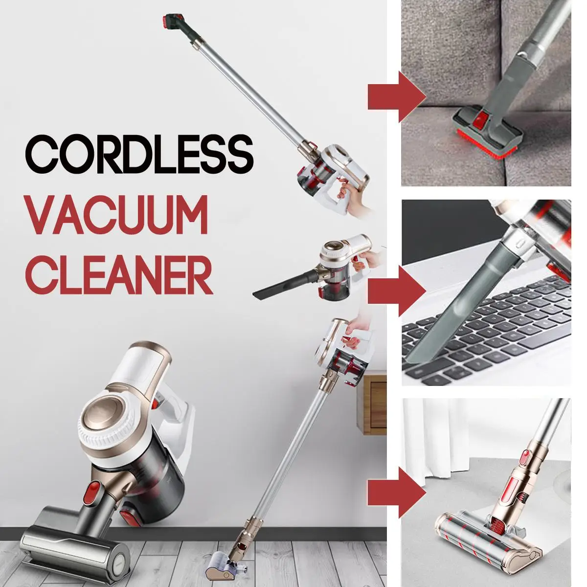

Warmtoo Electric Vacuum Cleaner Silent Mini Power Cordless Household Mopping Machine Specical Mites Brush Mop With 4 Brush Head