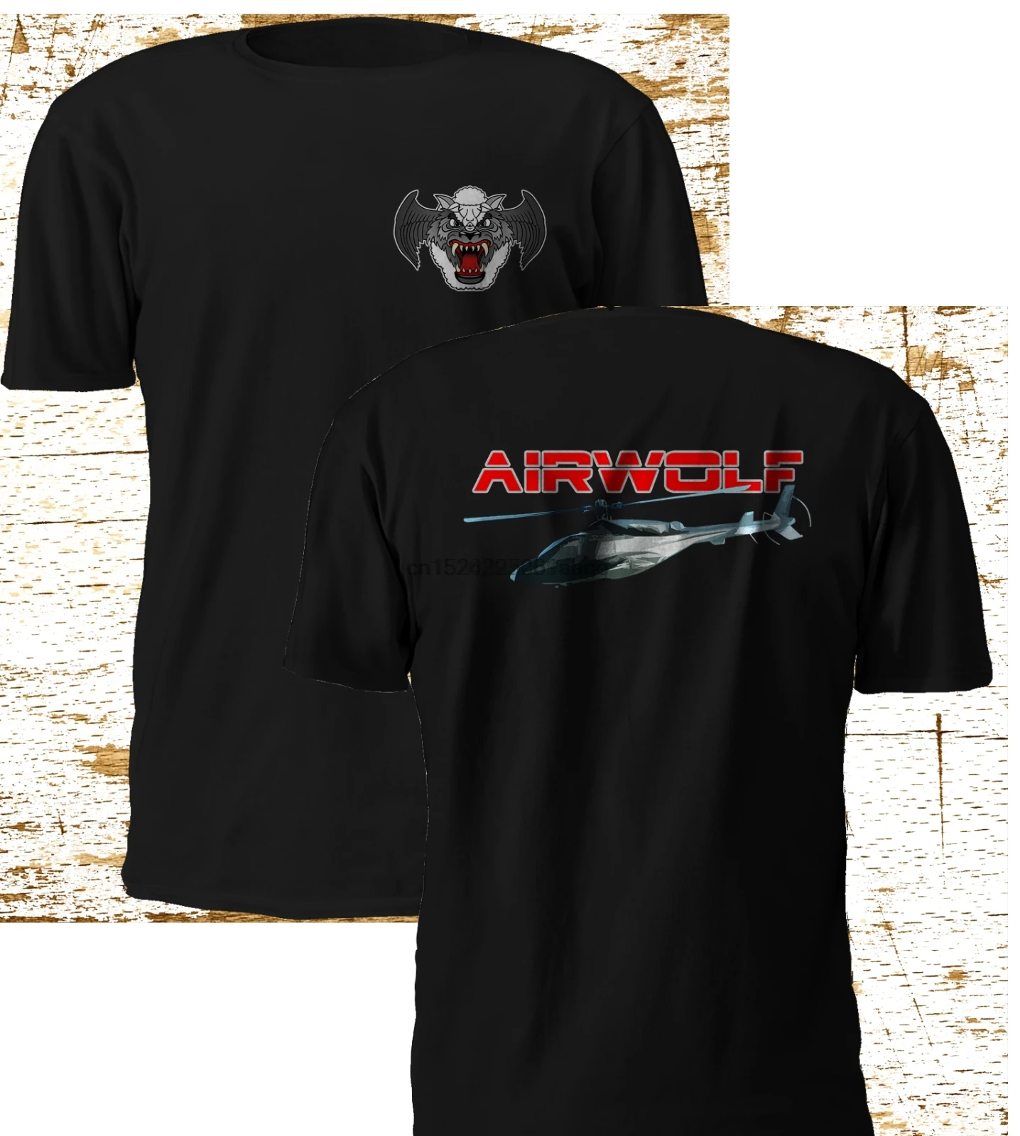 Новая редкая черная футболка AIRWOLF вертолет Боевая ТВ Серия синий гром | Мужская