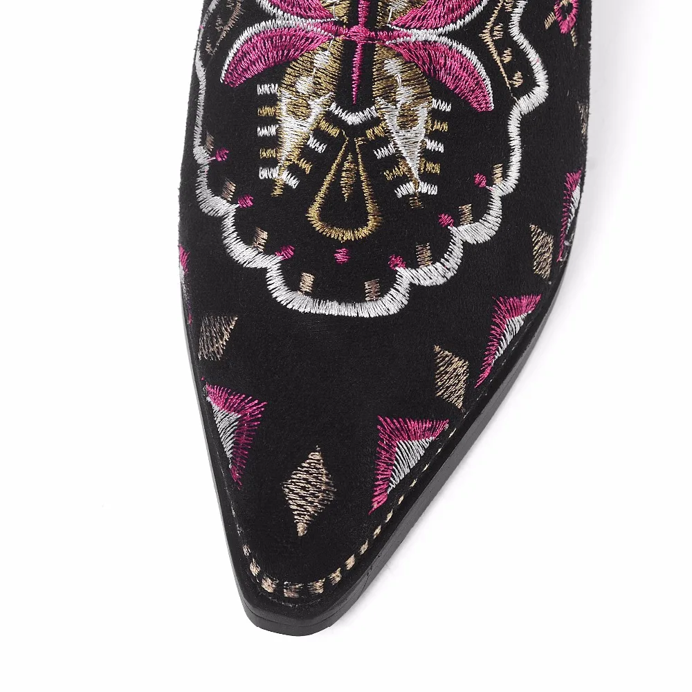 Винтажные ковбойские сапоги вестерн в стиле пэчворк; женская обувь; обувь из натуральной кожи в богемном стиле; женские сапоги до середины икры; осенние ботинки; botas Mujer