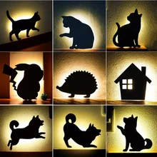Светодиодный датчик движения в форме животных, умный звук, настенный светильник, домашний коридор, балкон, ночное освещение, милые детские лампы-ночники