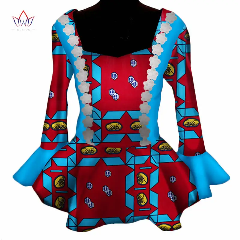 Женская африканская одежда Dashikis riche bazin, африканская традиционная одежда для женщин, блузка с длинным рукавом, осенняя рабочая одежда WY3293 - Color: 17