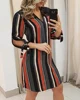 2022 Women Fashion Elegant Casual V Neck Hollow Out Long Sleeve Striped Tassels Insert Tie Sleeve Shirt Dress ► Photo 1/6