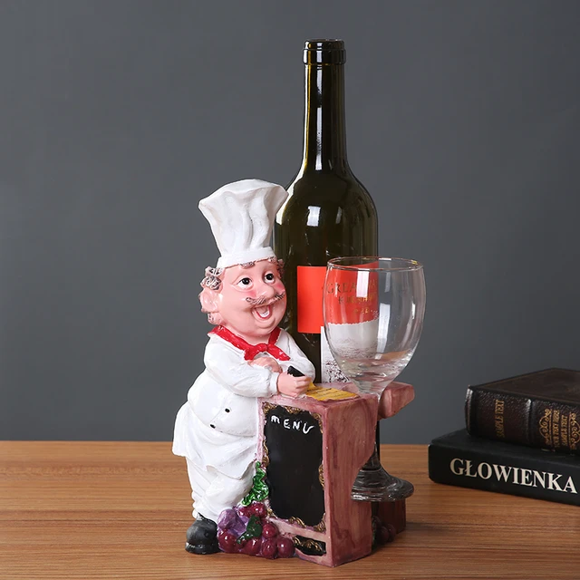 Creative Chef Wine Stand Decorative Resin Cook Statue Goblet