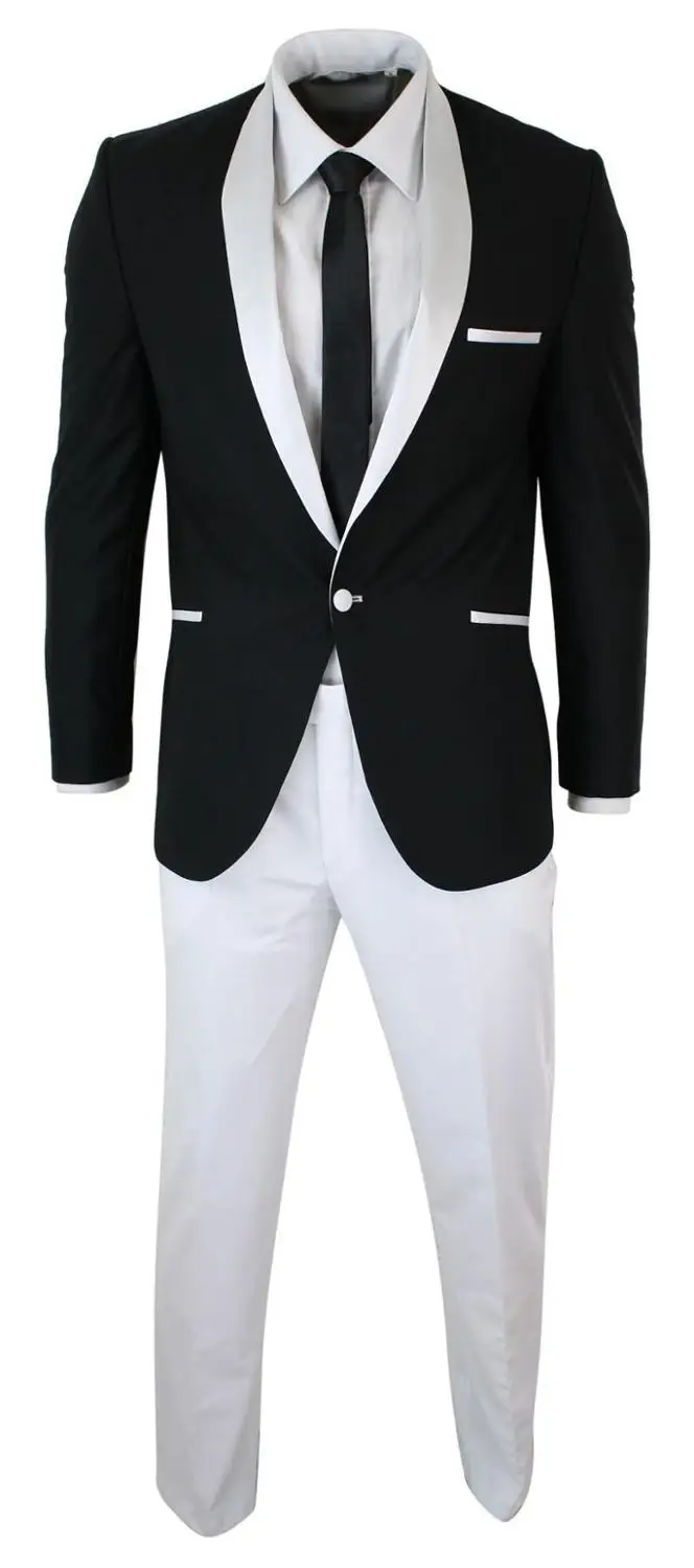 same as picture Сшитый на заказ черный/белый мужской свадебный костюм Slim Fit Жених блейзер для церемоний и вечеринок мужской смокинг 2 шт пиджак+ брюки для бизнеса - Цвет: same as picture