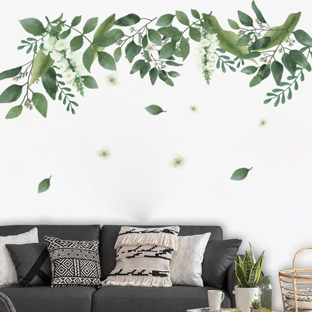 

Decal Wall sticker Kitchen Living room Mural DIY Decoration Green Home Leaf Moisture-proof PVC Plant Removable