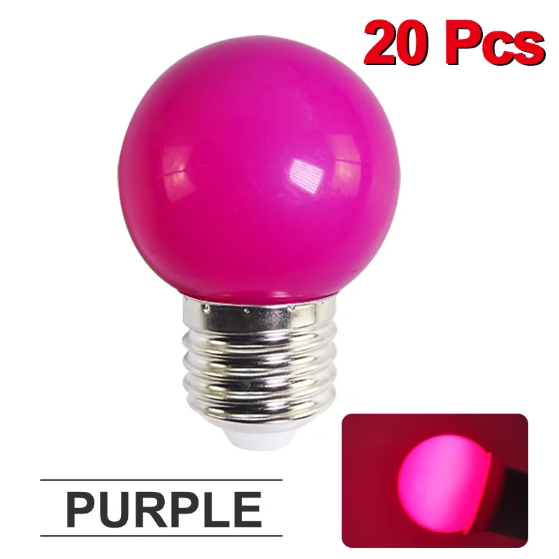 20 штук светодиодные лампы E27 Светодиодная лампа красочный шар светильник лампа RGB светодиодный светильник SMD 2835 Flash светильник 220V G45 светодиодные лампы домашний Декор Светильник Инж - Испускаемый цвет: Purple