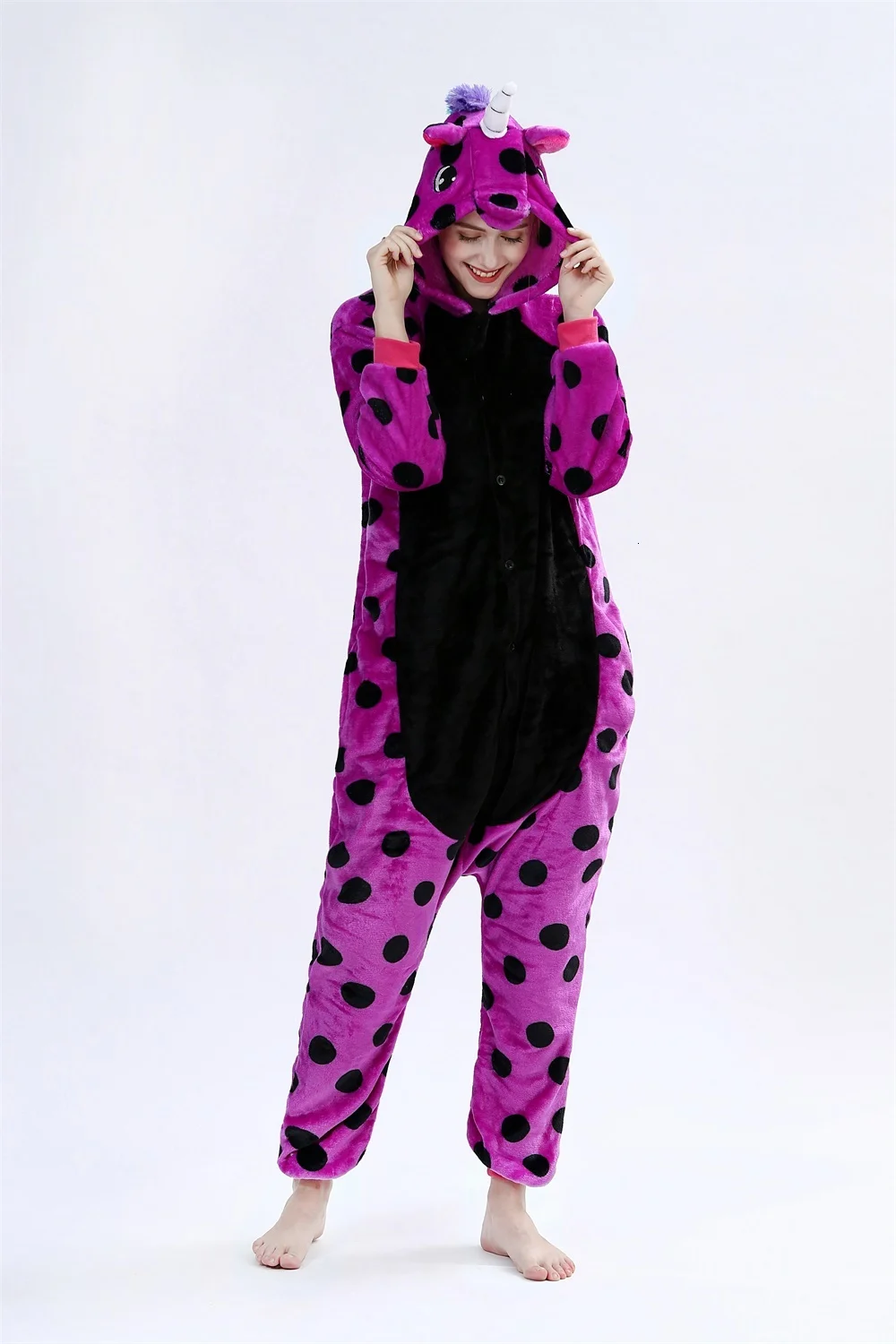 unicorn Rogue Rabbit Kigurumi Onesie пижамы для взрослых женщин с животными фланелевые костюмы пижамы цельный зимний комбинезон Пижама для косплея - Цвет: unicorn