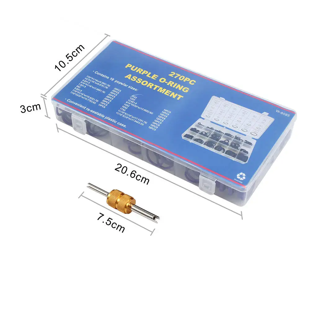 270pc AC A/C система O-кольцевые уплотнители Oring кондиционер быстрое уплотнение комплект для удаления уплотнения уплотнительное кольцо набор+ 1 шт. для удаления катушки