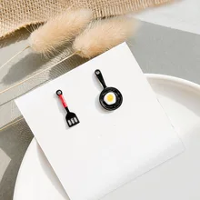 Дизайн, модные женские серьги, шпатель, жареное яйцо, забавные серьги, простой милый стиль, женские серьги