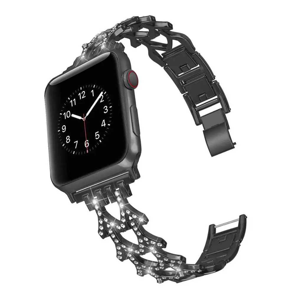 Ремешок для часов Apple Watch из нержавеющей стали 38 мм 42 бриллиантовый Дамский
