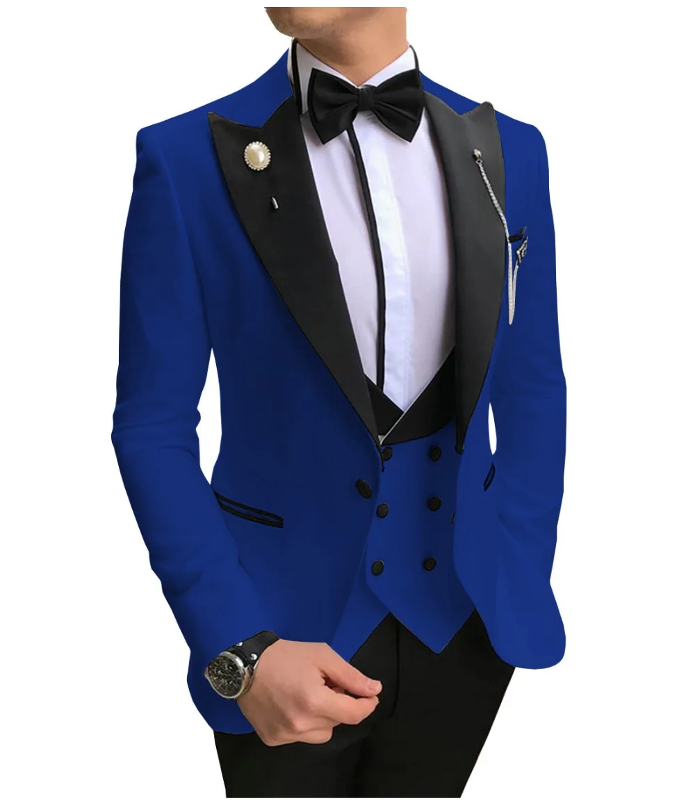 

JELTONEWIN 2020 Cheap Royal Blue Mens Suit Groom Suit Formal Men Suits for Wedding Best Man Terno Slim Fit Groom Tuxedos for Men